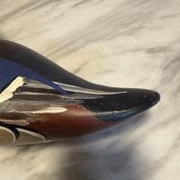 Canard mandarin en bois massif sculpté, leurre vintage du capitaine harry jobes