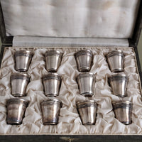 Ancien Coffret Verres à Liqueur Argent Massif Poinçon Minerve XIXe
