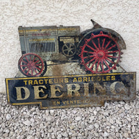 Ancienne Plaque En Tôle Tracteur Agricole DEERING Plaque Publicitaire