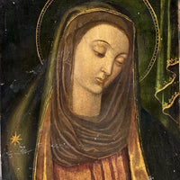 Tableau Religieux Ancien Huile Cuivre Portrait Vierge Renaissance XVIe-XVIIe