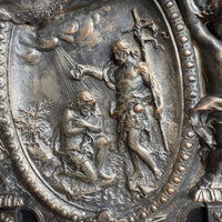 Bénitier En Bronze Argenté Représentant Le Baptême De Jésus.19ème siècle