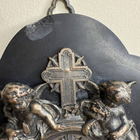 Bénitier En Bronze Argenté Représentant Le Baptême De Jésus.19ème siècle