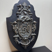 Bénitier En Bronze Argenté Représentant Le Baptême De Jésus.19ème siècle