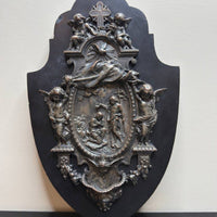 Bénitier En Bronze Argenté Représentant Le Baptême De Jésus.19ème siècle