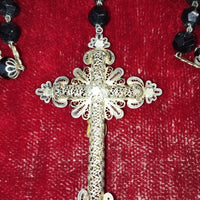 ANCIEN ROSAIRE D'ÉLISABETH. FILIGRANE EN ARGENT ET CRISTAL. XXE SIÈCLE