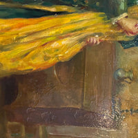 Peinture à l'huile sur bois du XVIIIe siècle intitulée Le porte-morve