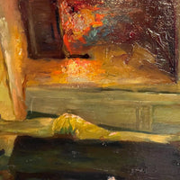 Peinture à l'huile sur bois du XVIIIe siècle intitulée Le porte-morve