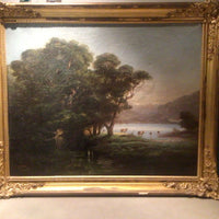 Tableau de l'artiste G. Stähly représentant Därligan sur le lac de Thoune