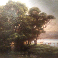 Tableau de l'artiste G. Stähly représentant Därligan sur le lac de Thoune