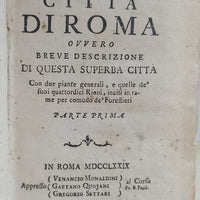 Guide touristique de Rome, édition rare de 1774