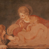 Tableau ancien Aquarelle sur parchemin du XIXe siècle