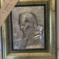 Image sacrée de Padre Pio en argent 925, pièce authentique