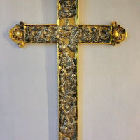 Croix baroque en relief tridimensionnelle du XVIIe/XVIIIe siècle