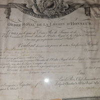 Rare Légion d’Honneur Louis XVIII 1819 –brevet original nominatif et croix ancienne