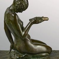 Sculpture en bronze jeune fille au chevreau circa 1926