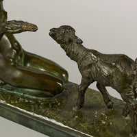 Sculpture en bronze jeune fille au chevreau circa 1926