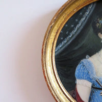 Tableau originale miniature du début du XIXeme siècle et représentant une femme