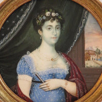 Tableau originale miniature du début du XIXeme siècle et représentant une femme