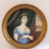 Tableau originale miniature du début du XIXeme siècle et représentant une femme