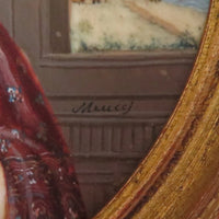 Tableau originale miniature du début du XIXeme siècle et représentant une femme
