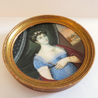 Tableau originale miniature du début du XIXeme siècle et représentant une femme