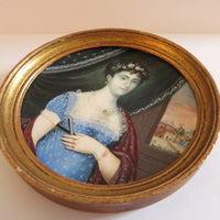 Tableau originale miniature du début du XIXeme siècle et représentant une femme