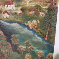 Peinture à l'huile ancienne d'époque Route d'Amden