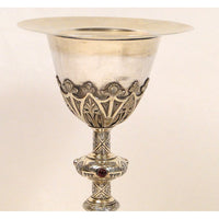 Calice en argent massif vermeil et rubis, 19e