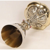 Calice en argent massif vermeil et rubis, 19e