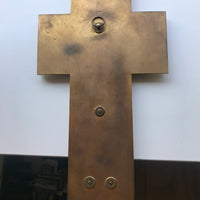 Grande croix en albâtre, bronze marbré avec bénitier, 1850