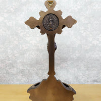 bénitier avec crucifix - Décoration d'autel catholique, support d'eau bénite mural ou de table, cadeau religieux