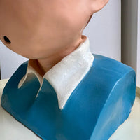 Buste vintage en plâtre peint à la main représentant Tintin