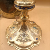 calice en argent doré , emaux , fleurdelysé , diamants fin XIX°