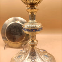 calice en argent doré , emaux , fleurdelysé , diamants fin XIX°