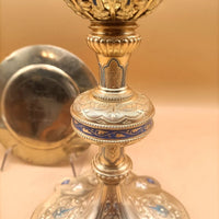 calice en argent doré , emaux , fleurdelysé , diamants fin XIX°