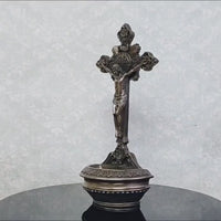 bénitier avec crucifix - Décoration d'autel catholique, support d'eau bénite mural ou de table, cadeau religieux