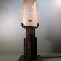Lampe art deco, skyscraper, building. Fer forgé, muller lunéville.