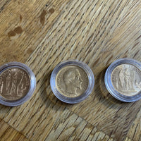 Lot de 3 pièces napoleons 20 francs or.
