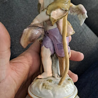Ancien Sujet Sculpture Ange Statue Porcelaine Meissen Germany 18ème 19ème