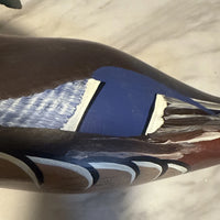 Canard mandarin en bois massif sculpté, leurre vintage du capitaine harry jobes