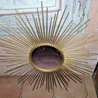 Chaty Vallauris grand miroir soleil métal doré  Miroir Plat