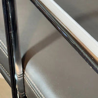 chaise Alu-Chair d'origine, modèle EA 219 Softpad, en cuir marron avec accoudoirs, Vitra.