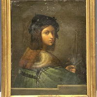 Tableau Ancien Huile Portrait Joueur de Violon Homme Renaissance Raphael XIXe