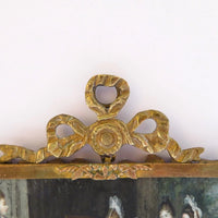 Belle MINIATURE XIXe, dans le gout du XVIIIe. Scène d'intérieur. CADRE en BRONZE