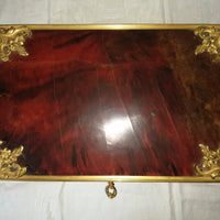 Coffret de table placage écailles style Louis XV Signé Rischmann Pau