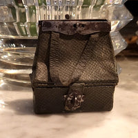 Rare et ancien sac de voyage en cuir de poupée Bleuette Jumeau Bru 1900 HT