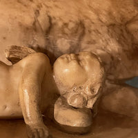 Sculpture 19ème XIXème Albâtre Grand Tour Angelot Putto Coquille Collection Rare