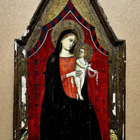 Tableau Ancien Vierge à l’Enfant Jésus Peinture Religieuse Retable Renaissance