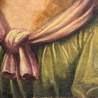 Tableau ancien huile portrait femme reine bijoux renaissance fontaine bleau xvie