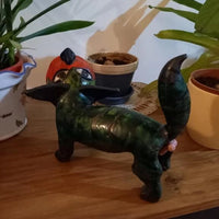Sculpture Grès émaillé de Jacky COVILLE intituléé Un petit chat vert
